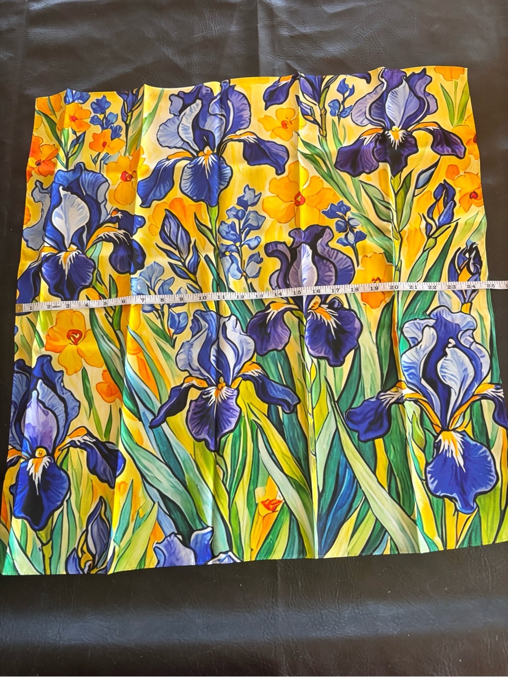 Vibrant Blue & Yellow Iris Floral Fabric Panel